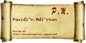 Paxián Márton névjegykártya